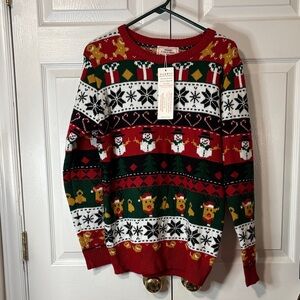 Daisys Boutique Holiday Sweater with Festive Patterns Sz M New with Tags